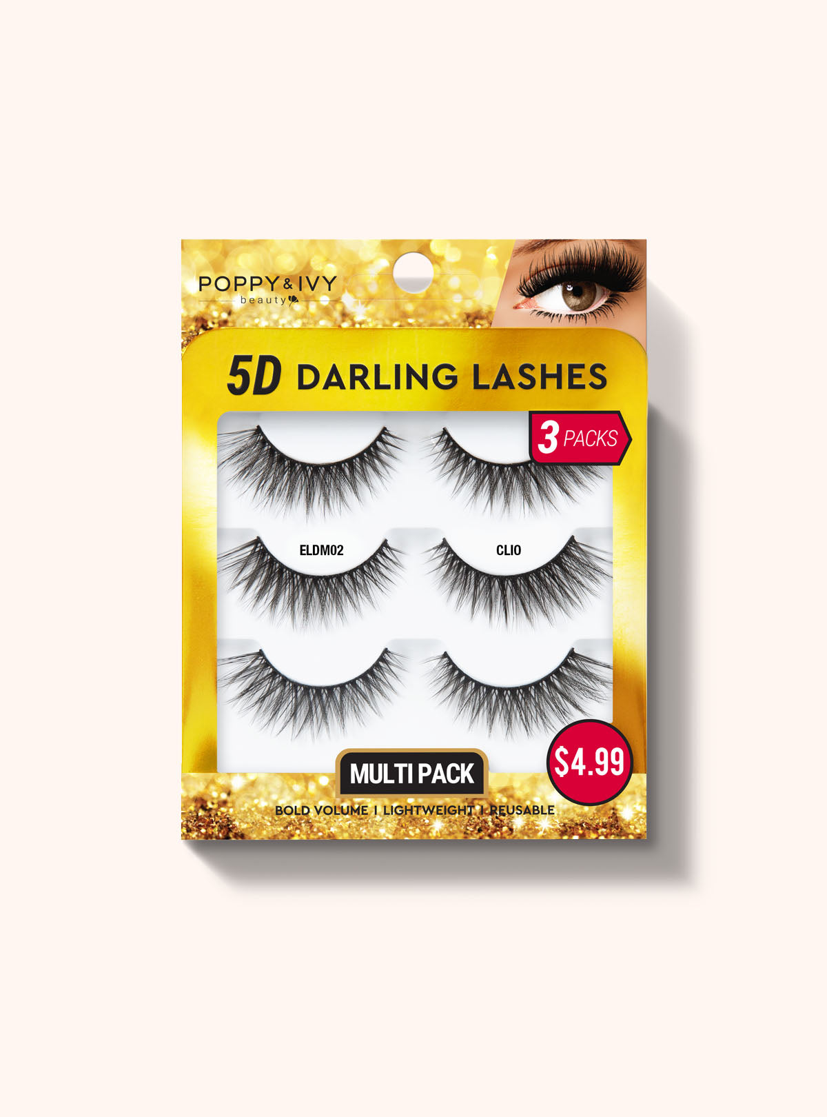 5D Darling Lashes - 3 Pairs - ELDM02 CLIO