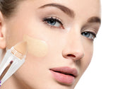 Model applying foundation using blending sponge