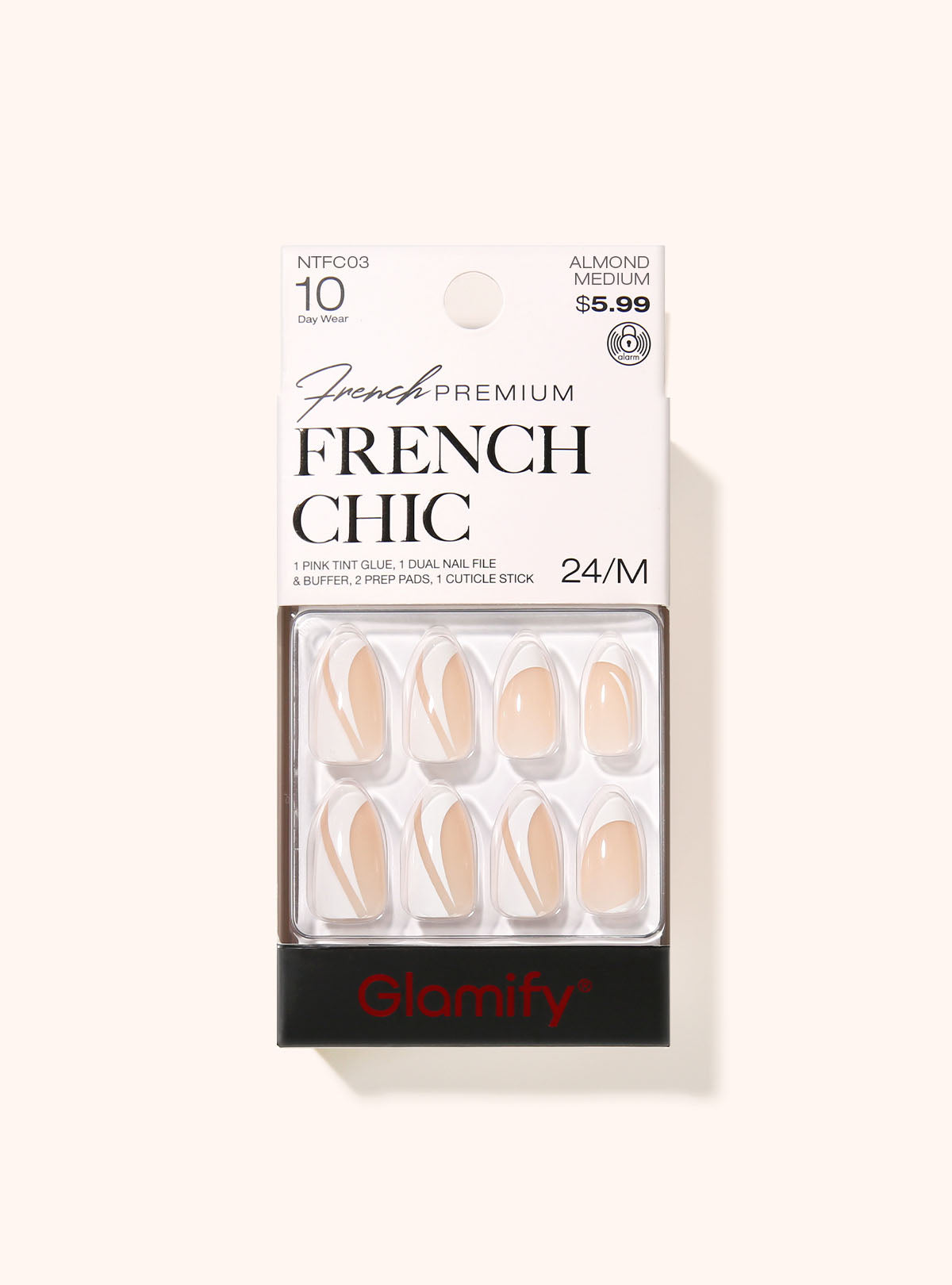 NTFC03 French Chic Press On Nails - Almond Medium