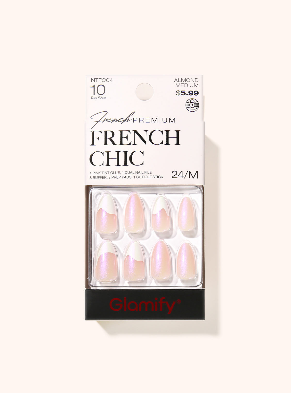 NTFC04 French Chic Press On Nails - Almond Medium