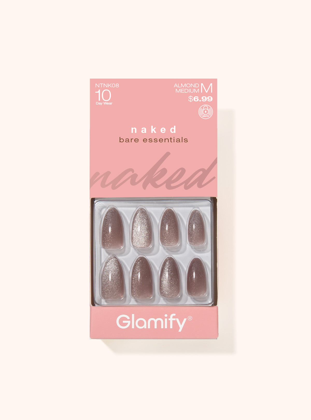 NTNK08 Naked Press On Nails - Almond Medium