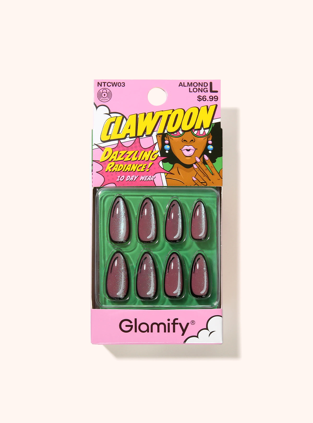 NTCW03 Clawtoon Press On Nails - Almond Long