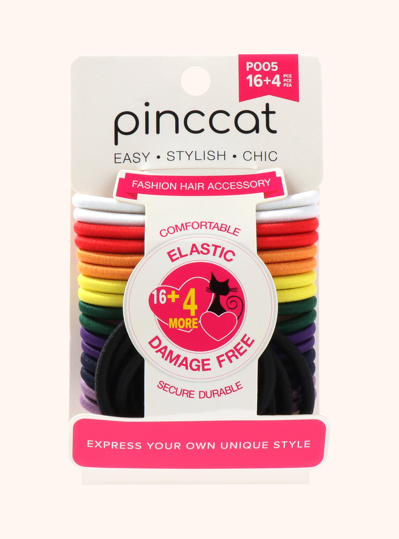 Rainbow Elastic Hair Bands - 20 Piece by Pinccat