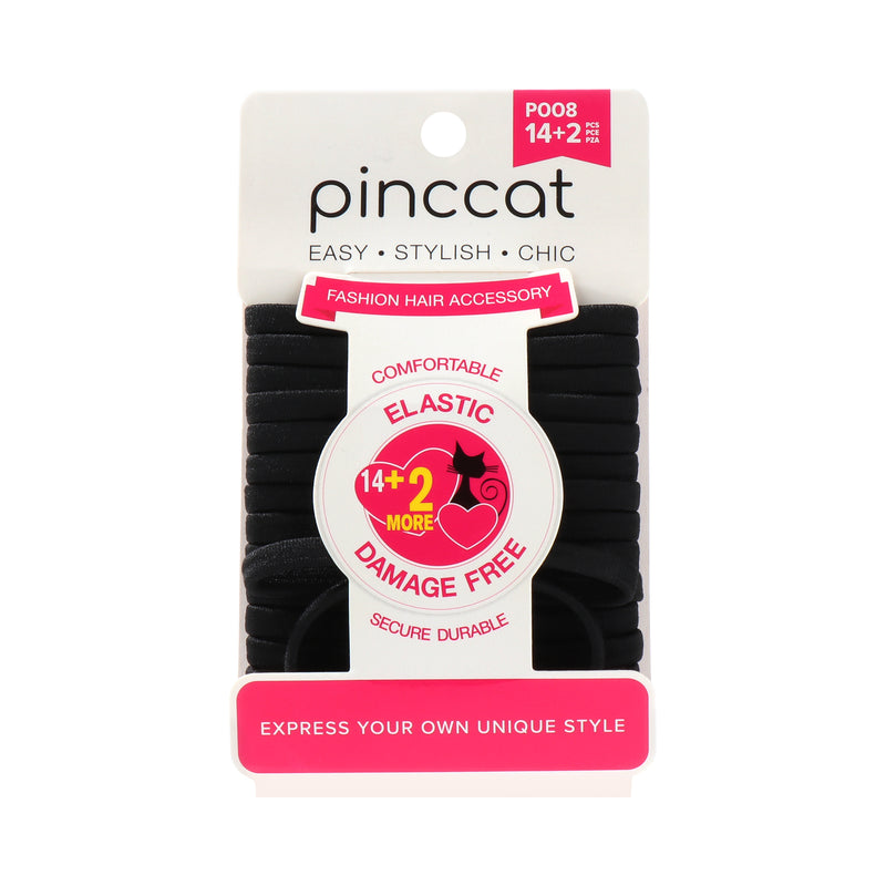 Flat Black Elastic Hair Bands - 16 Piece - product image #P008