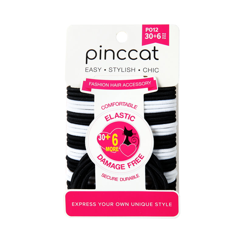 Black and White Elastic Hair Bands - 36 Piece - product image #P012
