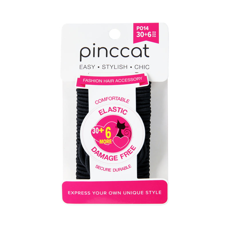 Slim Black Elastic Hair Bands - 36 Piece - product image #P014