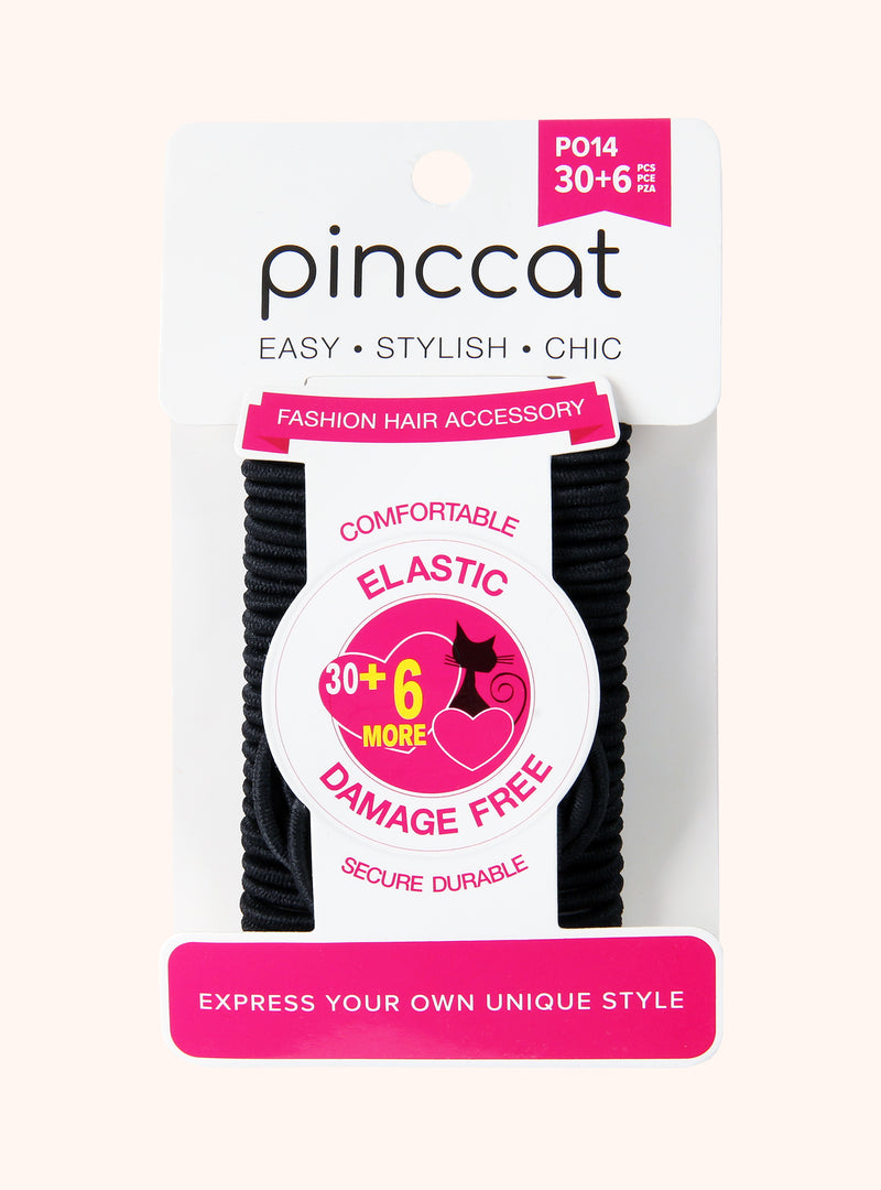 Slim Black Elastic Hair Bands - 36 Piece by Pinccat