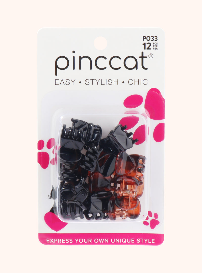 Mini Heart Claw Clips - Black and Tortoise, 12 Piece by Pinccat