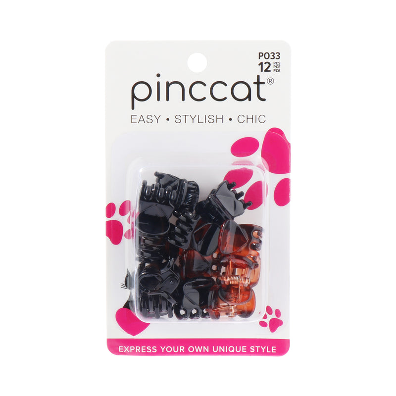 Mini Heart Claw Clips - Black and Tortoise, 12 Piece - product image #P033