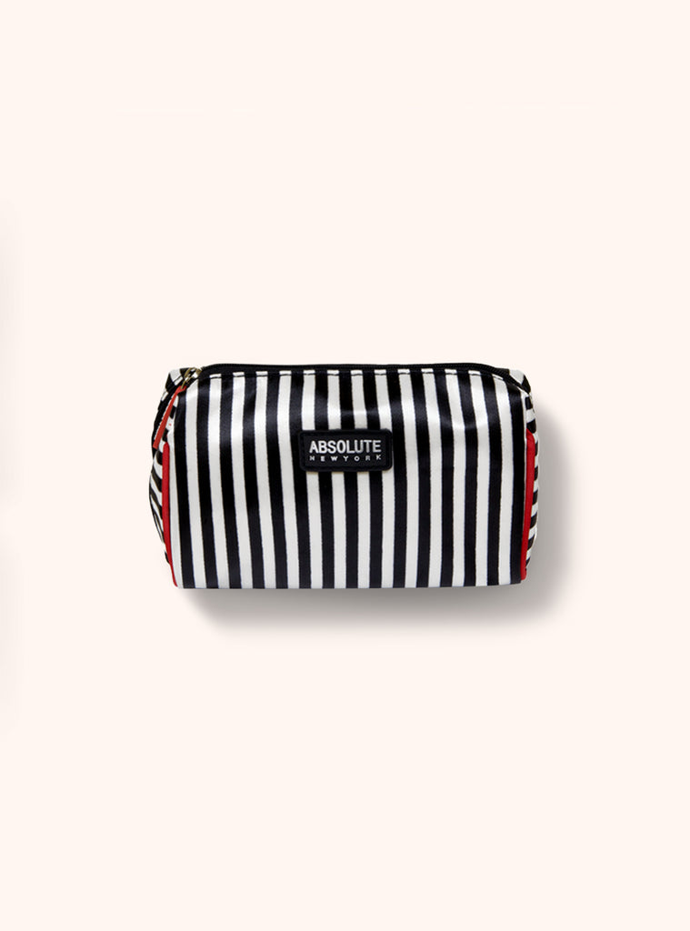 Black and White Stripe Satin Makeup Bag ACB04