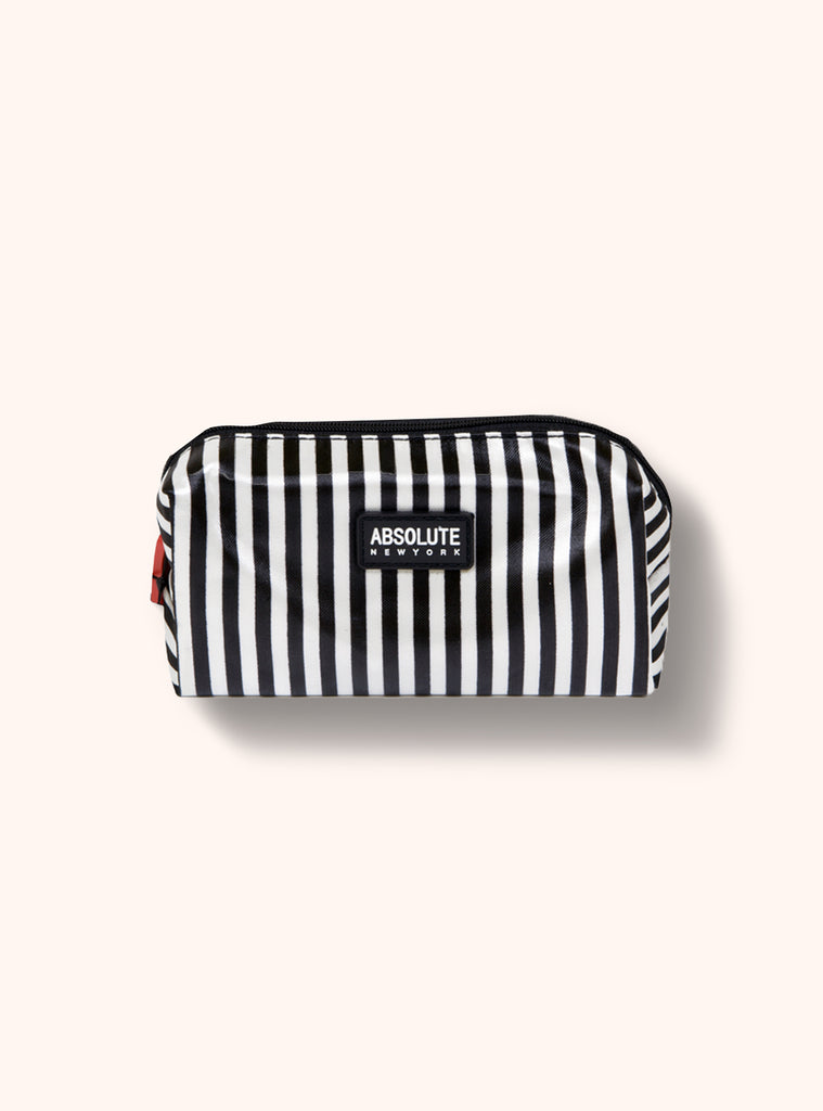 Black and White Stripe Satin Makeup Bag ACB05