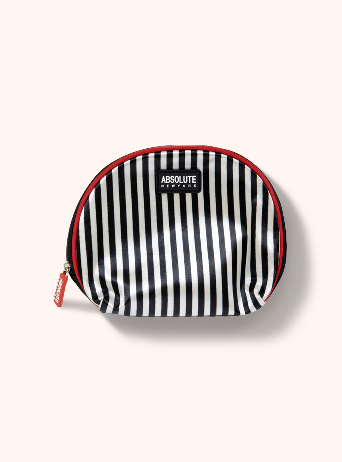Black and White Stripe Satin Makeup Bag
