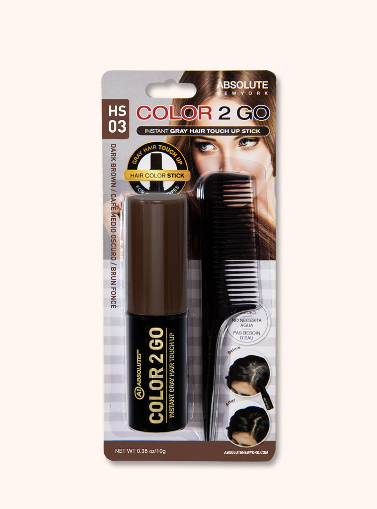 Absolute New York Color 2 Go Instant Gray Hair Touch Up Stick Hs04 Natural Brown